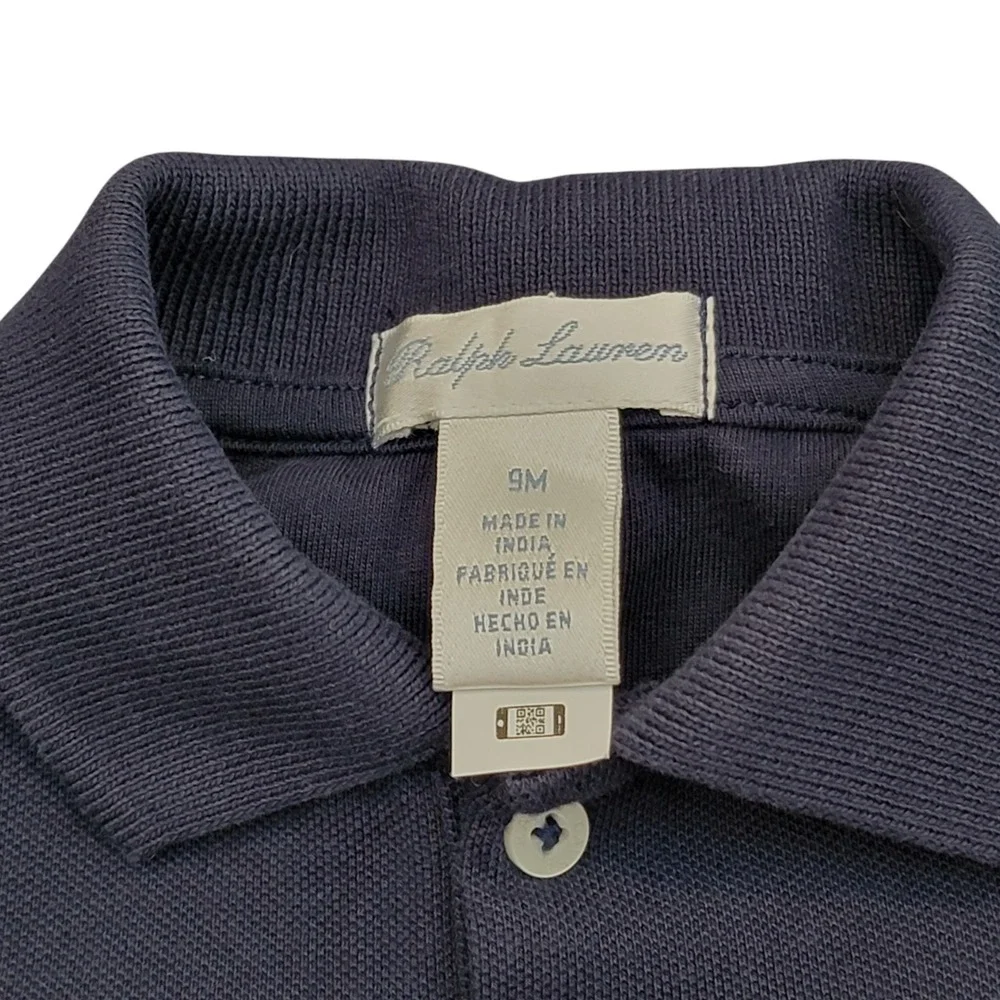 Ralph Lauren Polo Shirt and Patchwork Shorts Set Kids 9M Navy Preppy Classic